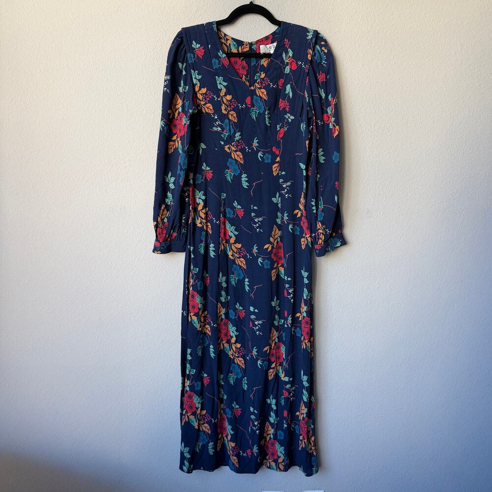Sea New York Mari Navy Floral Midi Dress Size 4 - Picture 2 of 6